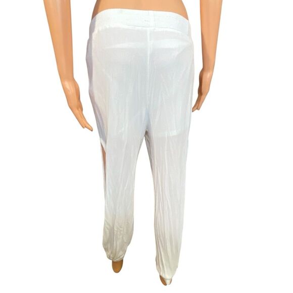 Shein White Lined Harem Pants Womens Size Medium Elastic Waist Cuffed Open Leg - Picture 3 of 4